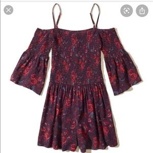 Hollister Floral Smocked Cold Shoulder Romper